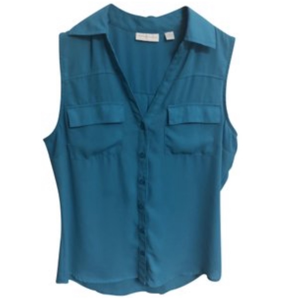 NY&C Sleeveless Button Down Collar Blouse NWT